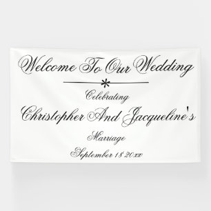 Wedding Elegant Classy White Backdrop Chic Welcome Banner