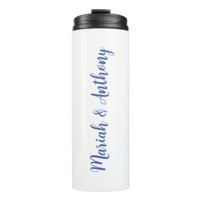 Wedding Elegant Creative Classical Blue White Thermal Tumbler (Front)