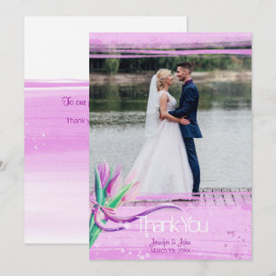 Wedding elegant floral bouquet of tulips thank you card