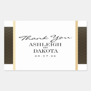 Wedding   Elegant Formal Golden Geometric on Black Sticker