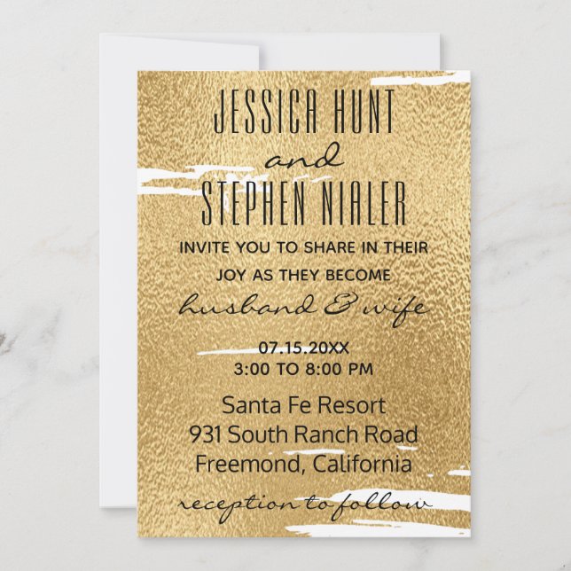 Wedding Elegant Gold and Black Invitation (Front)