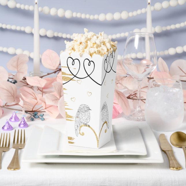 Wedding Elegant Gold Lovebirds Favor Box (Wedding)