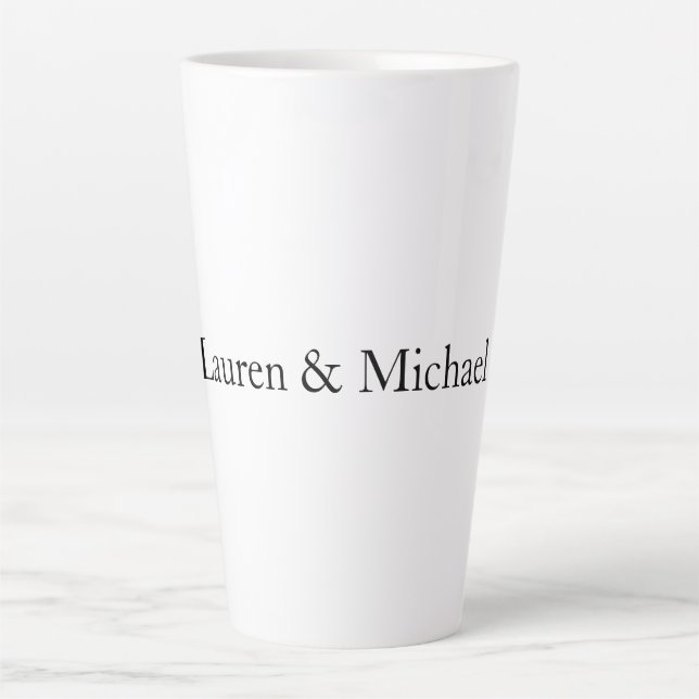 Wedding Elegant Minimalist Black White Names Latte Mug (Front)