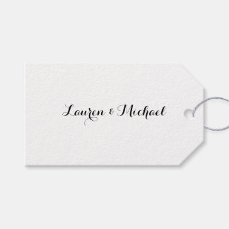 Wedding Elegant Minimalist Calligraphy Black White Gift Tags