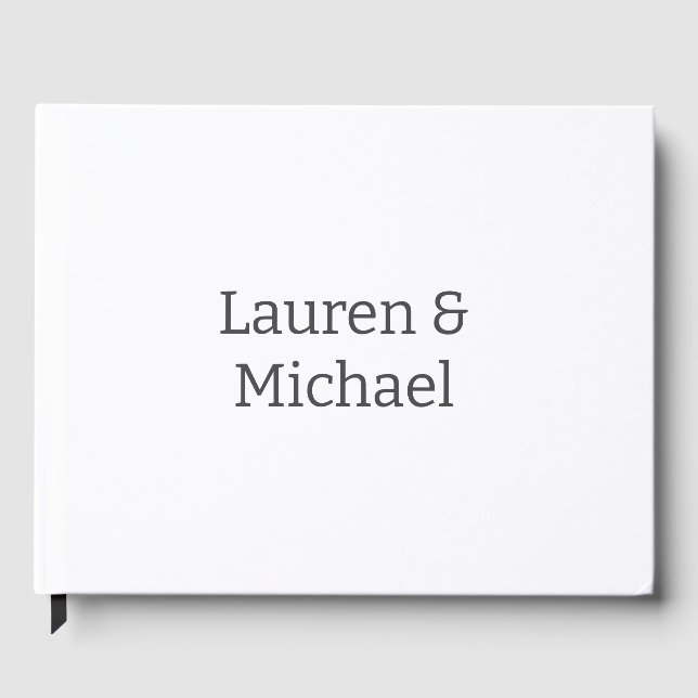 Wedding Elegant Minimalist Calligraphy Black White Guest Book (Front)