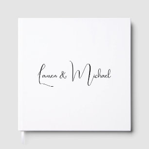 Wedding Elegant Minimalist Calligraphy Black White Guest Book
