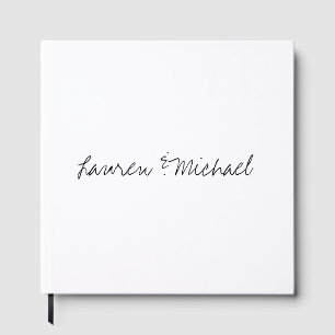 Wedding Elegant Minimalist Calligraphy Black White Guest Book