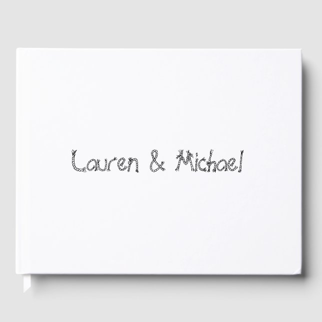 Wedding Elegant Minimalist Calligraphy Black White Guest Book (Front)