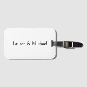 Wedding Elegant Minimalist Calligraphy Black White Luggage Tag
