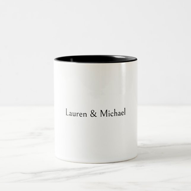 Wedding Elegant Minimalist Calligraphy Black White Two-Tone Coffee Mug (Center)