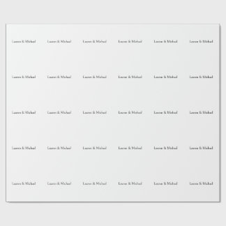 Wedding Elegant Minimalist Calligraphy Black White Wrapping Paper