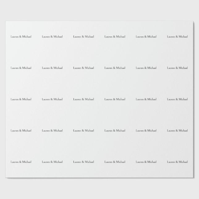 Wedding Elegant Minimalist Calligraphy Black White Wrapping Paper (Flat)
