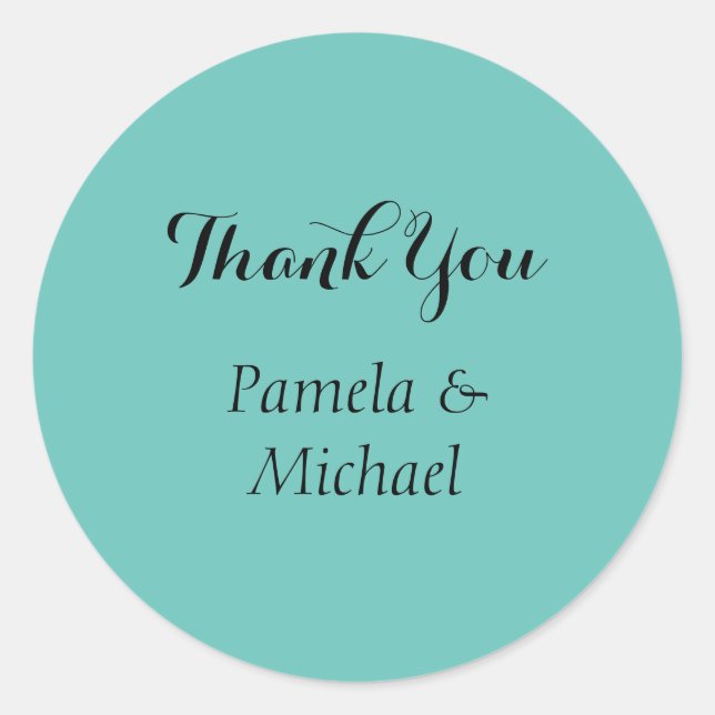 Wedding Elegant Minimalist Classic Blue Thank You Classic Round Sticker (Front)
