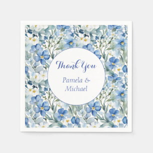 Wedding Elegant Minimalist Classic Blue Thank You Napkin