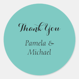 Wedding Elegant Minimalist Classic Blue Thank You Round Sticker