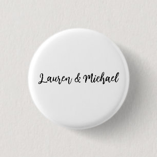 Wedding Elegant Minimalist Classical Black White 1 Inch Round Button