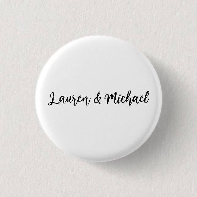 Wedding Elegant Minimalist Classical Black White 1 Inch Round Button (Front)