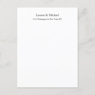 Wedding Elegant Minimalist Classical Black White Postcard