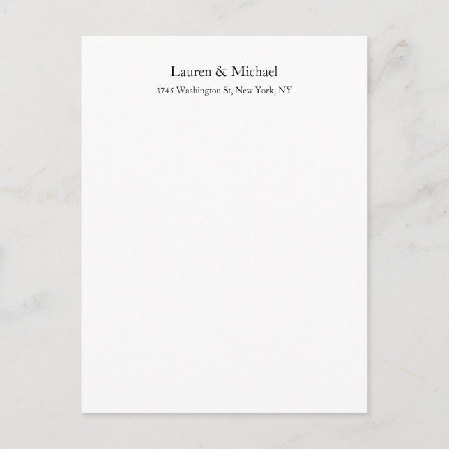 Wedding Elegant Minimalist Classical Black White Postcard (Front)
