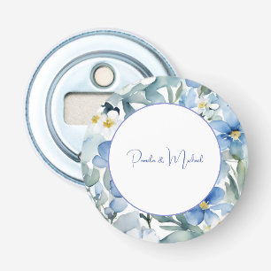Wedding Elegant Minimalist Classical Blue Floral Bottle Opener