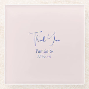 Wedding Elegant Minimalist Classical Thank You Glass Coaster