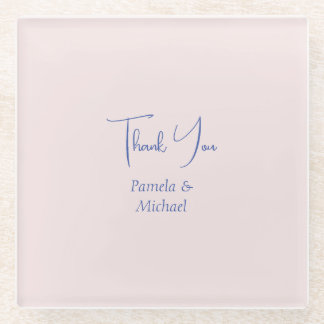 Wedding Elegant Minimalist Classical Thank You Glass Coaster