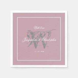 Wedding Elegant Monogram Chic Dusty Pink Paper Napkin