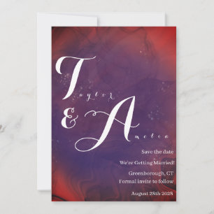 Wedding Elegant Monogram Purple Red Save The Date