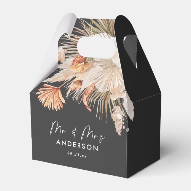 Wedding elegant natural botanical pampas grass fav favor box (Front Side)