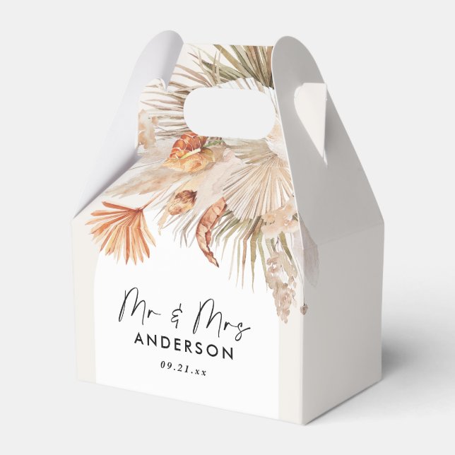 Wedding elegant natural botanical pampas grass favor box (Front Side)