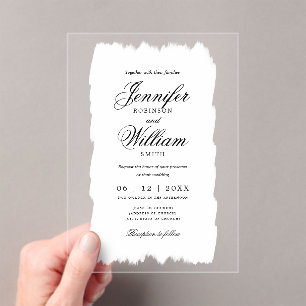 Wedding Elegant Romanic Script White Paint Acrylic Invitations