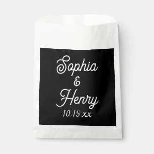 Wedding Elegant Script Black Modern Typography Favour Bag
