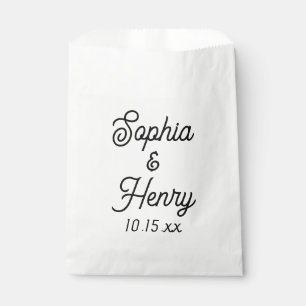 Wedding Elegant Script Black Modern Typography Favour Bag