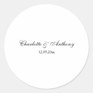 Wedding Elegant Script Creative Black White Classic Round Sticker
