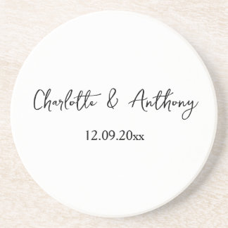 Wedding Elegant Script Creative Black White Coaster