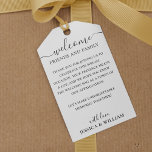Wedding Elegant Script For Guests Welcome Bag Gift Tags<br><div class="desc">Make sure your guests feel extra special with our Wedding Welcome Bag tag. Its beautiful and sophisticated script lettering adds elegance and a personal touch to each bag or gift. Show your guests the love and appreciation they deserve by making their welcome bags even more special. All text style, colours,...</div>