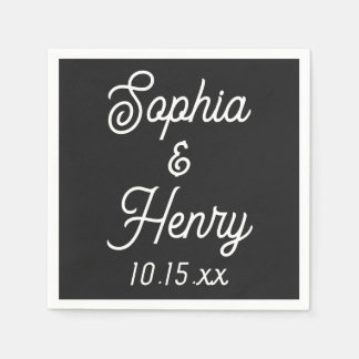 Wedding Elegant Script Modern Typography Black Napkin