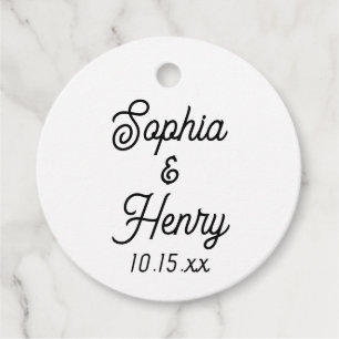 Wedding Elegant Script Typography Black and White Favour Tags