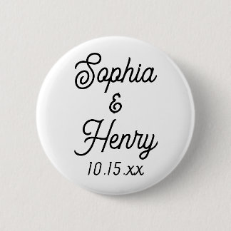 Wedding Elegant Script Typography Black White 2 Inch Round Button