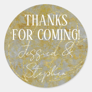 Wedding Elegant Silver Lining Classic Round Sticker