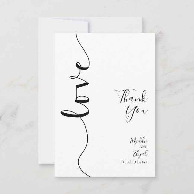 Wedding, Elegant, Simple, Script, Thank You Card (Front)
