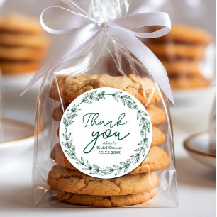 Wedding Elegant Watercolor Greenery Leaves Classic Round Sticker