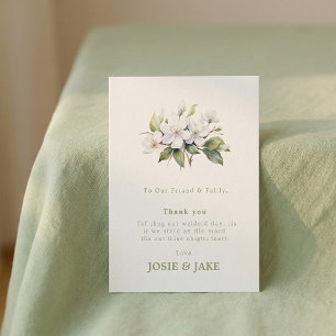 Wedding elegant white floral blossom thank you card