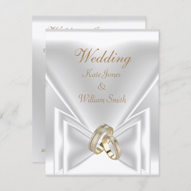 Wedding Elegant White Gold Rings Invitation (Front/Back)