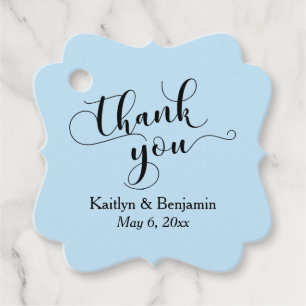 Wedding Elegant White on Baby Blue Thank You Favour Tags