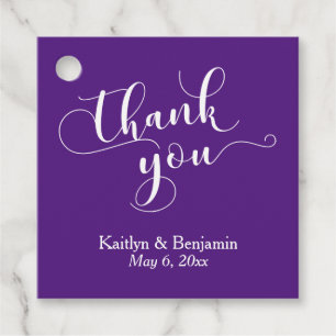 Wedding Elegant White on Purple Thank You Favour Tags