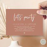 Wedding Elopement Dinner and Dancing, Let's party Invitation<br><div class="desc">Modern rustic terracotta brown earthy themed,  wedding elopement invitation card (let's party). It is perfect for your wedding elopement reception / post wedding celebration party. Add your wedding party celebration details.</div>