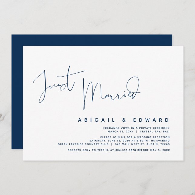 Wedding Elopement Dinner Invitation Cards (Front/Back)