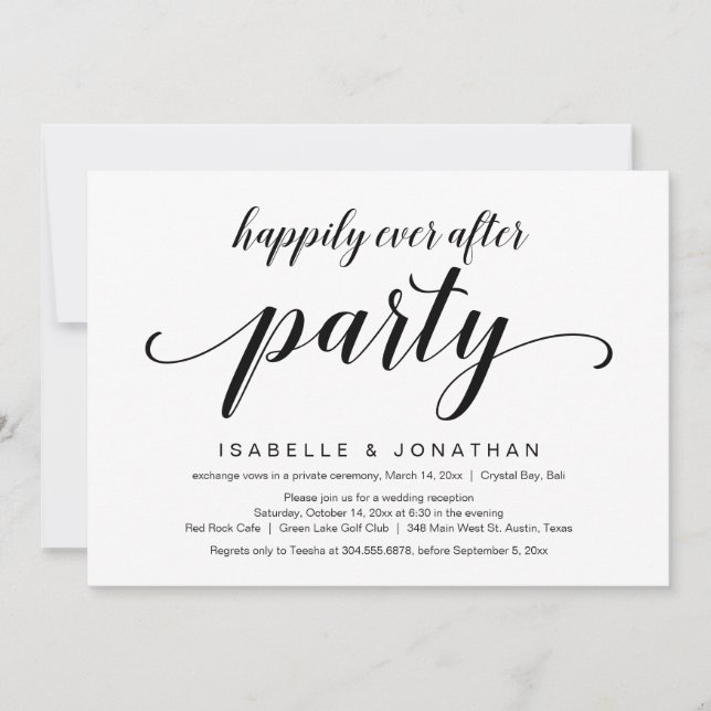 Wedding Elopement, Elegant Classy Black Script Invitation (Front)