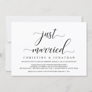 Wedding Elopement, Elegant Reception Party Invitat Invitation